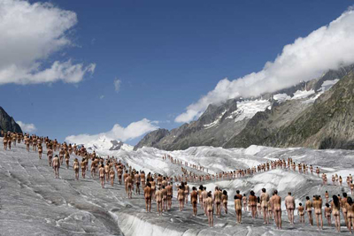 Aletschgletscher Nudistenaufmarsch